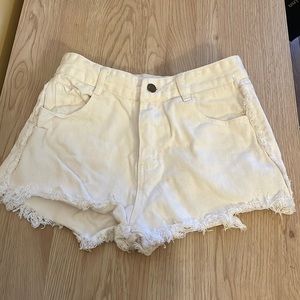 White jean shorts